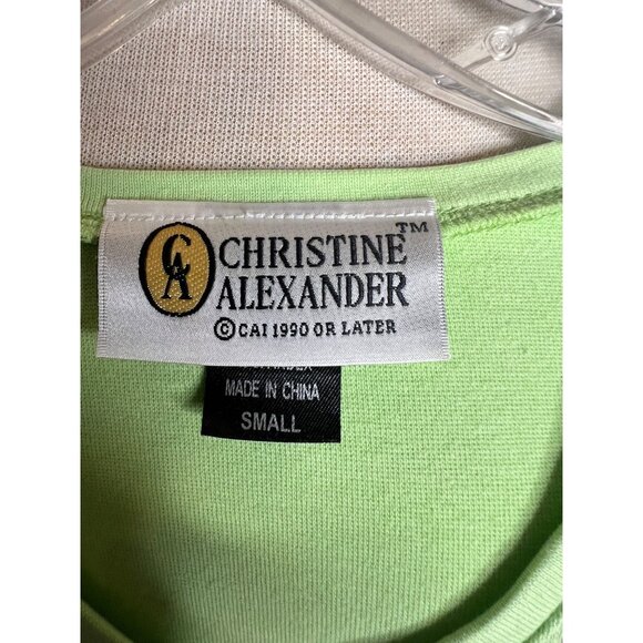 Christine Alexander Women's V-Neck Top W/Rhinestones Small Light Green 3/4 Sleev - Picture 8 of 9